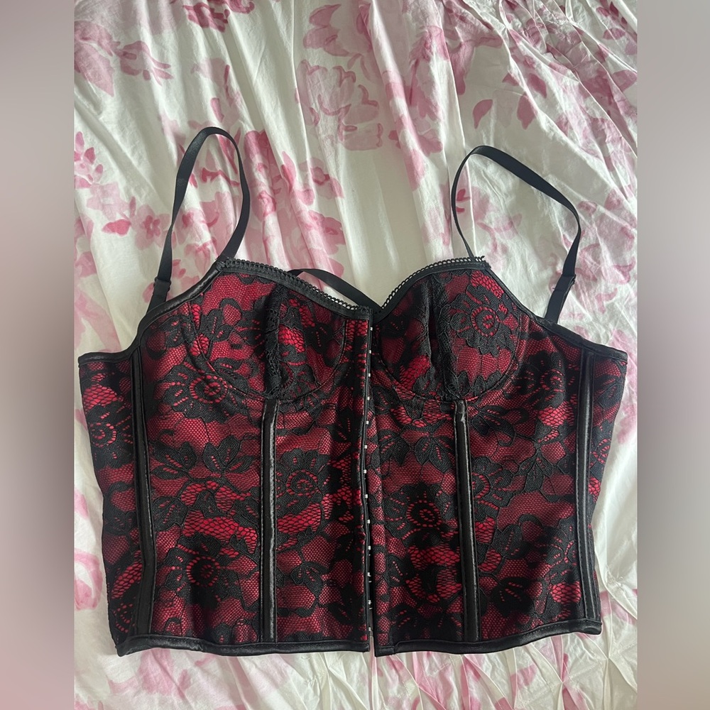 Red and Black Lace Bustier